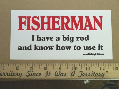 Fisherman Big Rod Funny Fishing Bumper Sticker Decal  