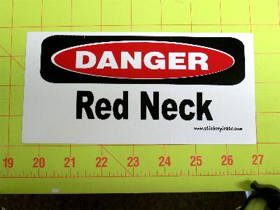 Danger Red Neck Country 4x4 Bumper Sticker / Decal  